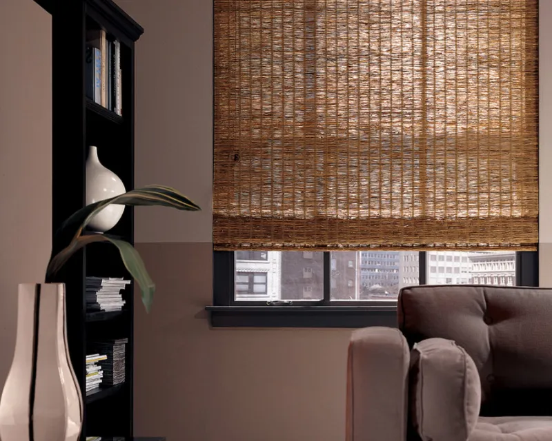 Bamboo blinds Dubai with natural brown shade