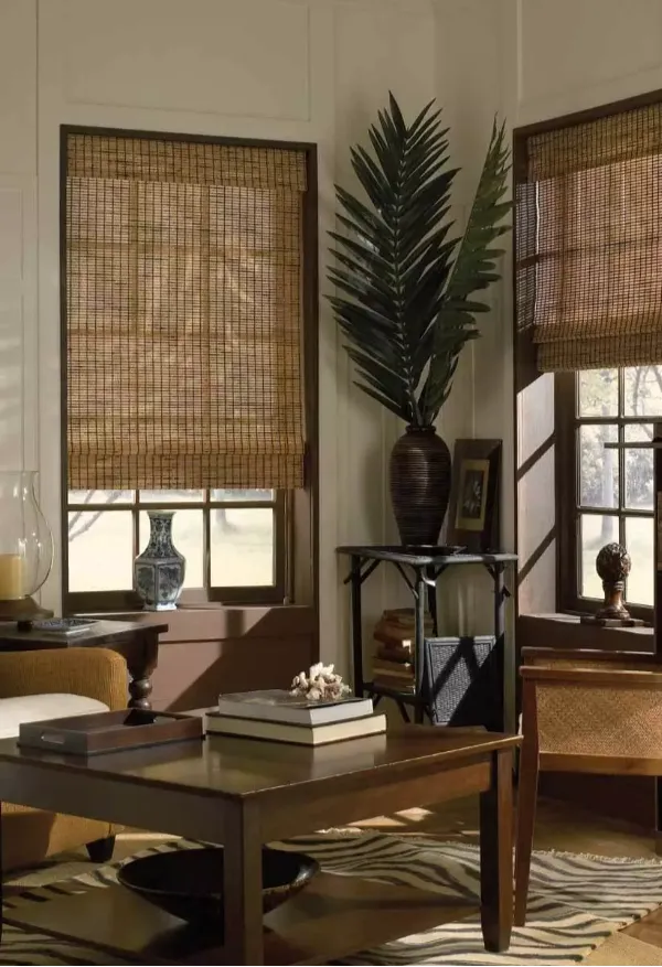 Bamboo blinds Dubai with stylish brown finish