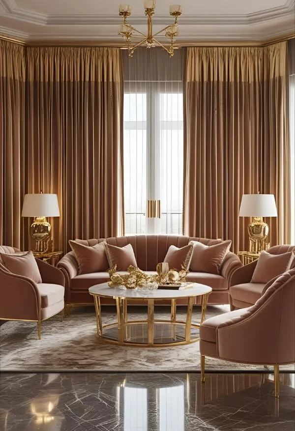 Beige velvet curtains Dubai